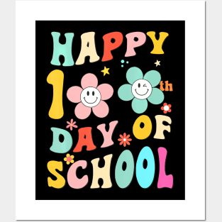 Happy 100 Days Of School Groovy 100Th Day School Teacher Kid Posters and Art